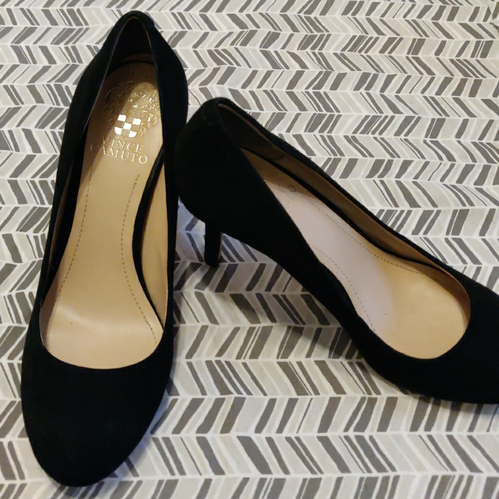 Vince Camuto black velveteen stilettos